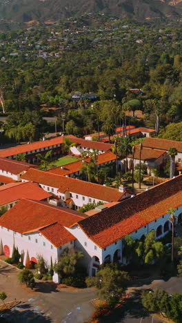 the historic santa barbara city. aerial view california scenery. vertical video