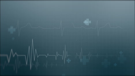loop medical animation of electrical activity of the human heart. dark blue background. abstract motion graphic.