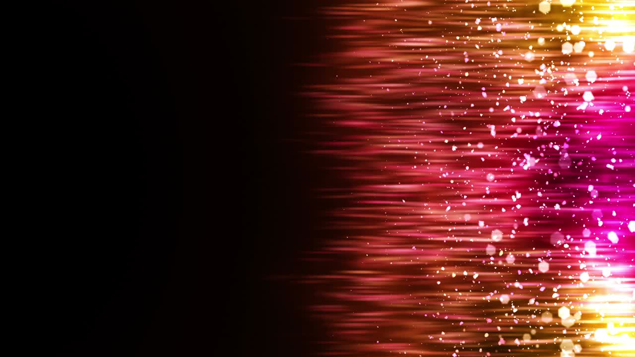 lujosas luces brillantes con partículas parpadeantes. brillo animación de bucle vintage. circular. hexagonal. lineal. concepto de decoraciones de pantalla. rojo y amarillo.
