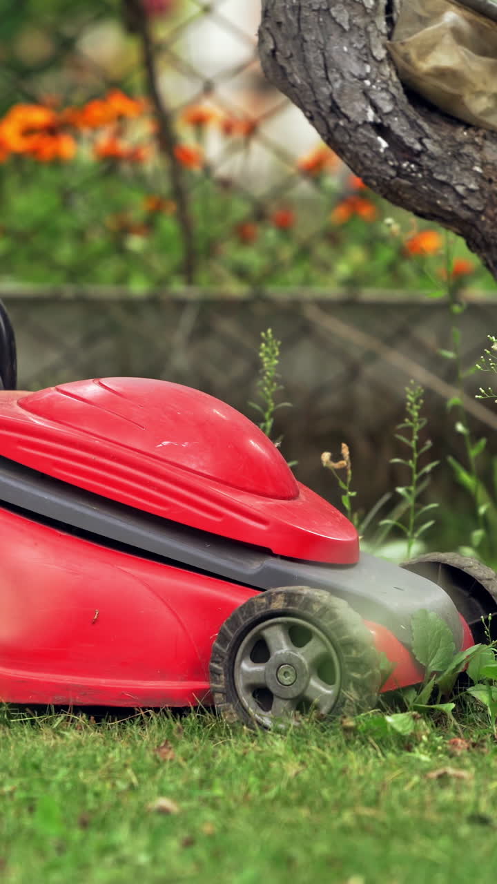 Work in the garden background. Vertical video