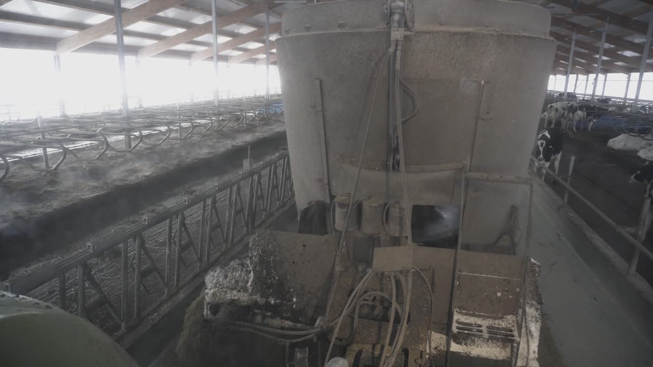 sistema de alimentación automatizado en una granja lechera