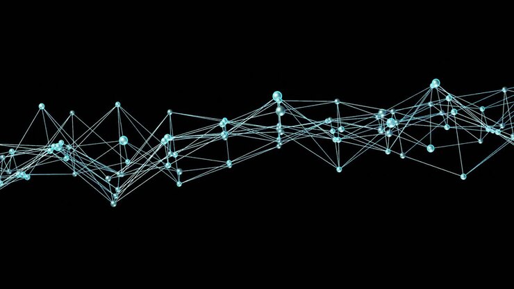 Animazione di una rete di connessioni su sfondo nero