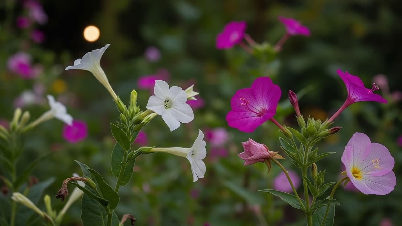 A Beautiful Array of Colorful Blooms Showcasing Vibrant White and Pink Flowers Amidst Lush Green Foliage in a Tranquil Garden Setting