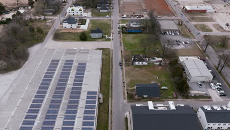 aerial footage birds eye view of 14th street in chattanooga, tn.