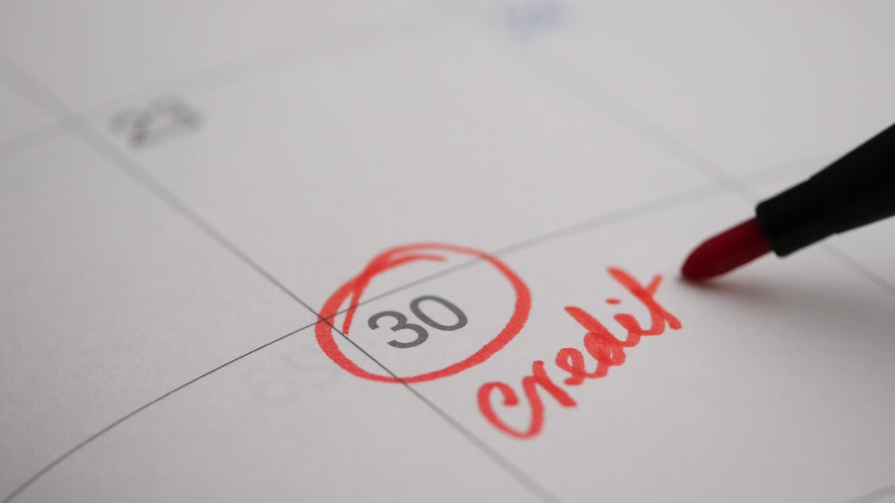 Promemoria di pagamento con carta di credito sul calendario