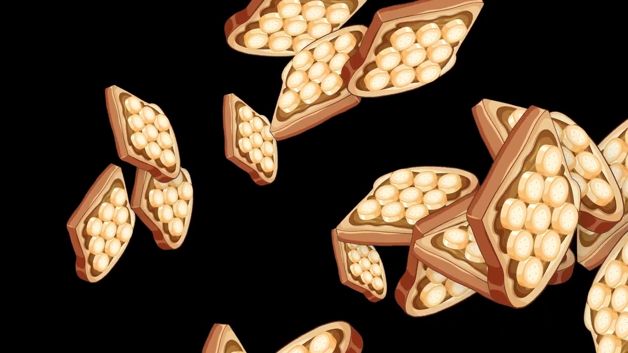 Dynamic 3D animation of sweet toast slices with cream toppings floating against black background.