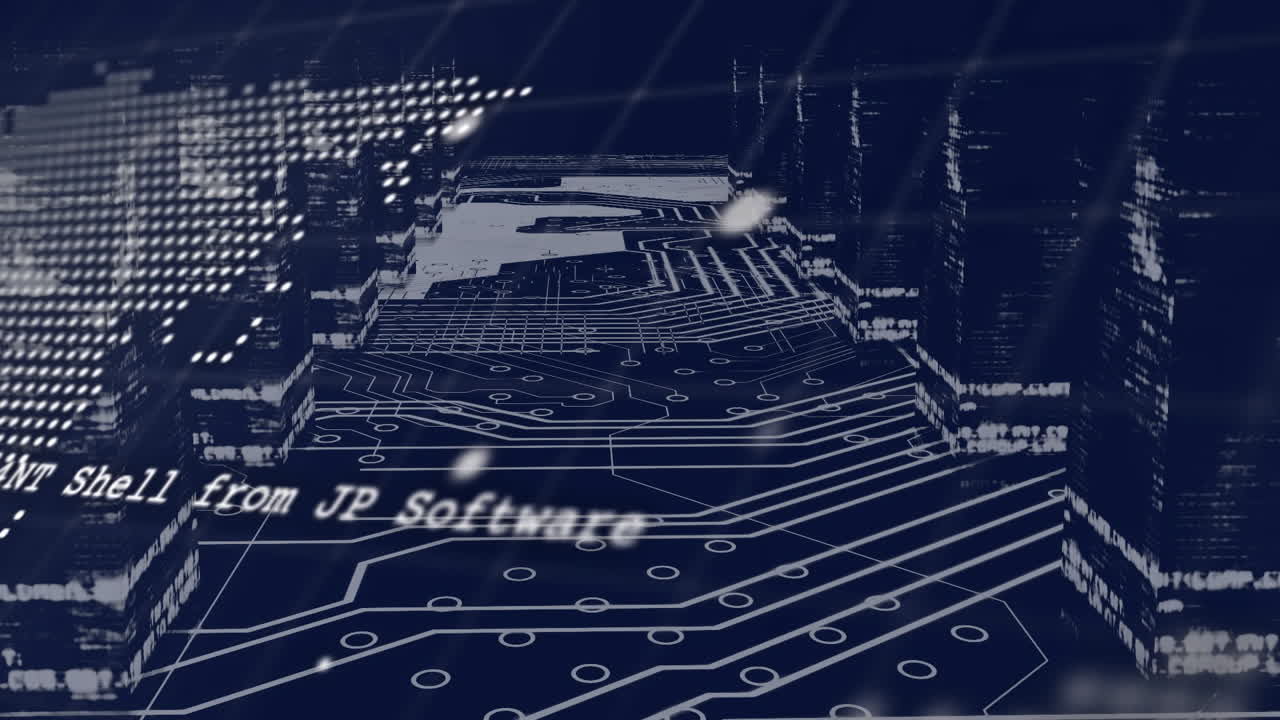 animazione della mappa del mondo e elaborazione dei dati su sfondo nero