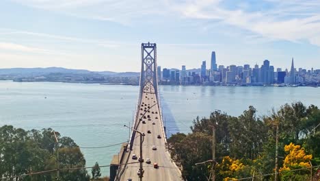stunning aerial view of san francisco bay bridge and city skyline