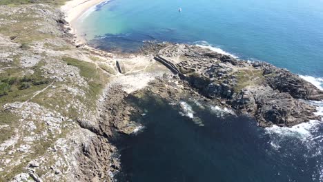 Aerial-view-of-a-traditional-celtic-settlement-located-in-the-Galician-coastline