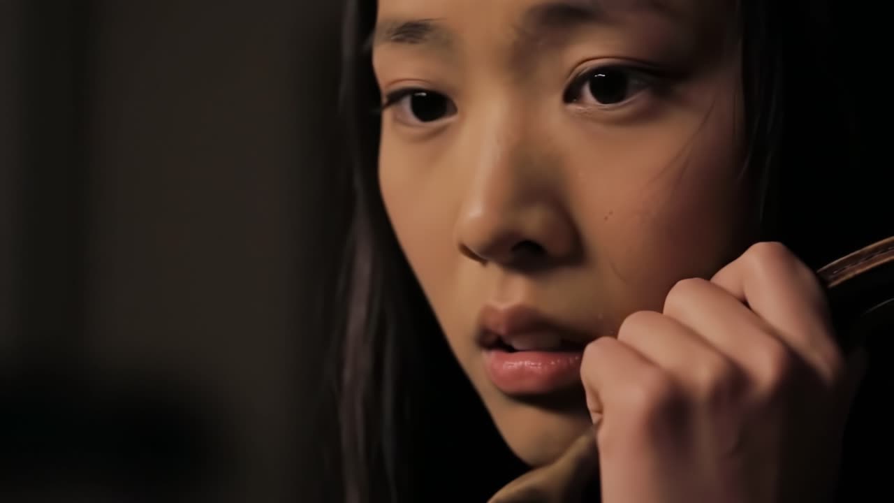 Emotional Reflection: A Young Woman's Intense Moment of Contemplation Captured in Two Frames from a Thought-Provoking Video