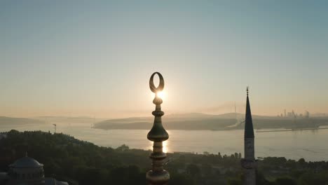 aerial view of hagia sophia dome crescent in istanbul. 4k footage in turkey