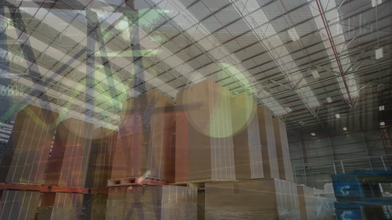 animación de gráficos y datos sobre el almacén