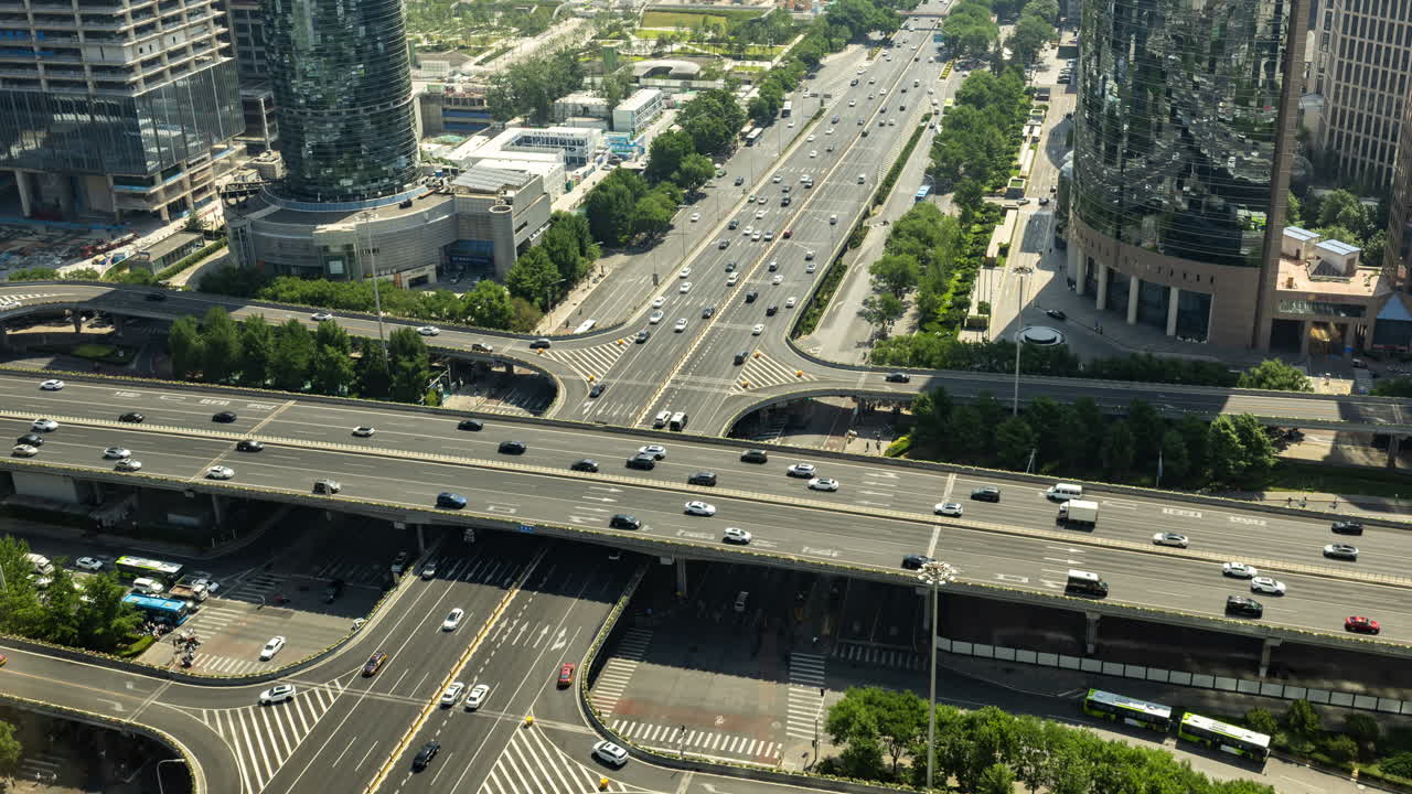 Timelapse of the Beijing city skyline from a high vantage point