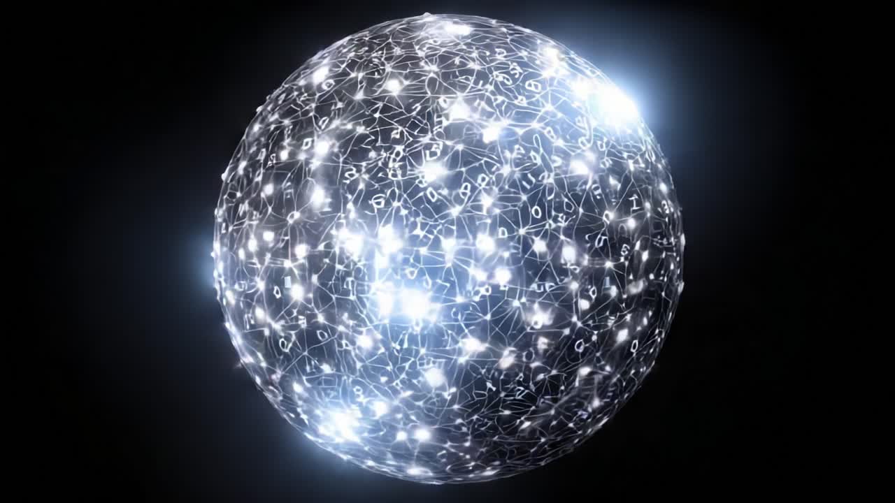 A Stunning Visual Representation of a Digital Sphere Connected by Interwoven Data Points and Illuminated with Glowing Light, Creating a Vibrant Network That Symbolizes the Power of Information Exchange in a Vast Digital Universe