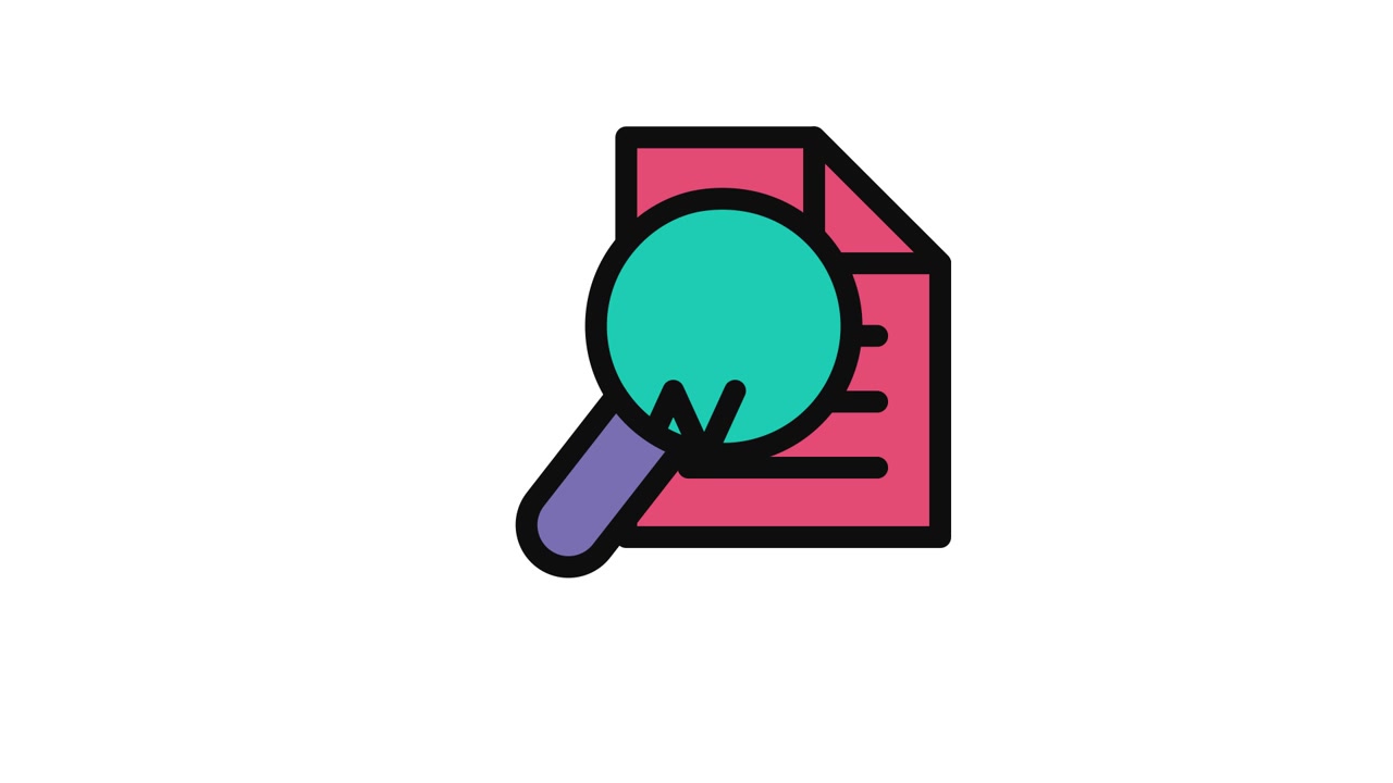 Animated Icon of Magnifying Glass Searching Document for Word