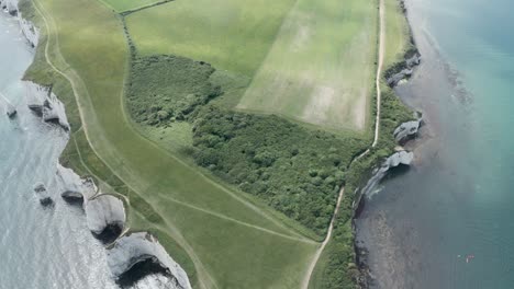 revelan drone shot de old harry rocks chalk cliffs dorset uk