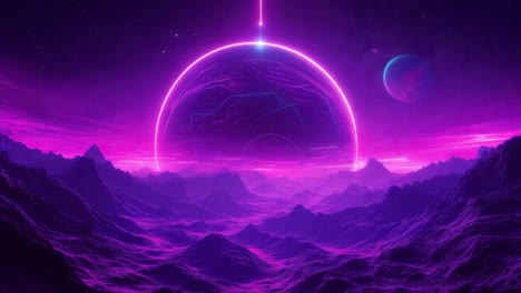 neon purple planet landscape