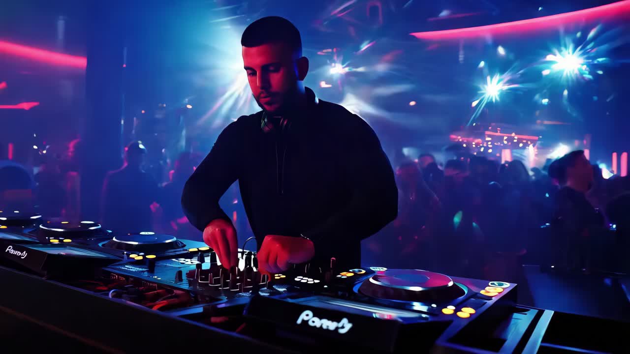 dj actuando en un club nocturno