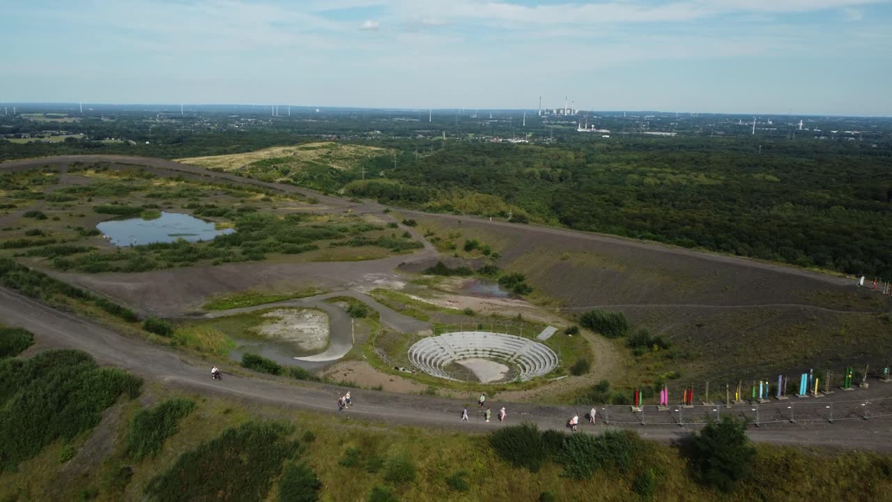 Scenic Landscape with Hill, Amphitheater, and People