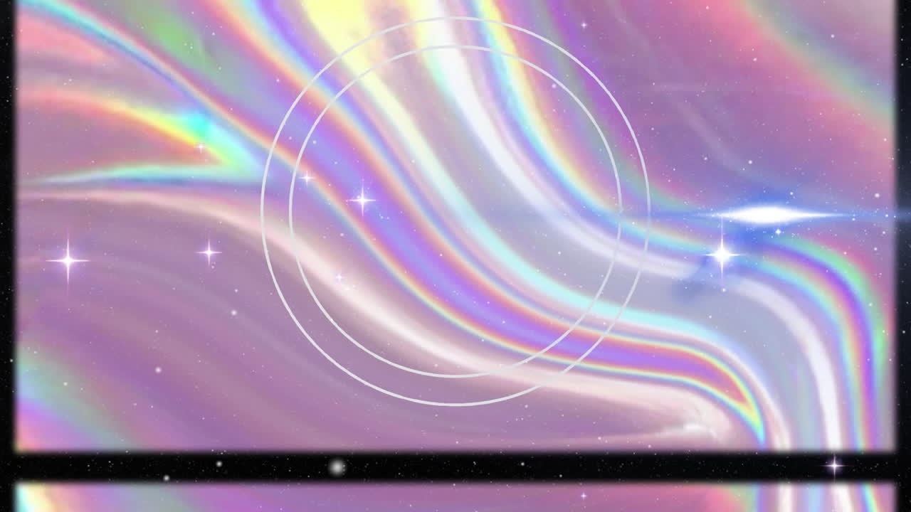 분홍색 액체 배경 위에 모양과 움직이는 화면의 애니메이션