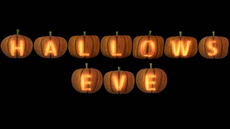 Carved Pumpkin Letters  forming the text hallows eve