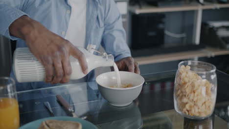 man having breakfast
