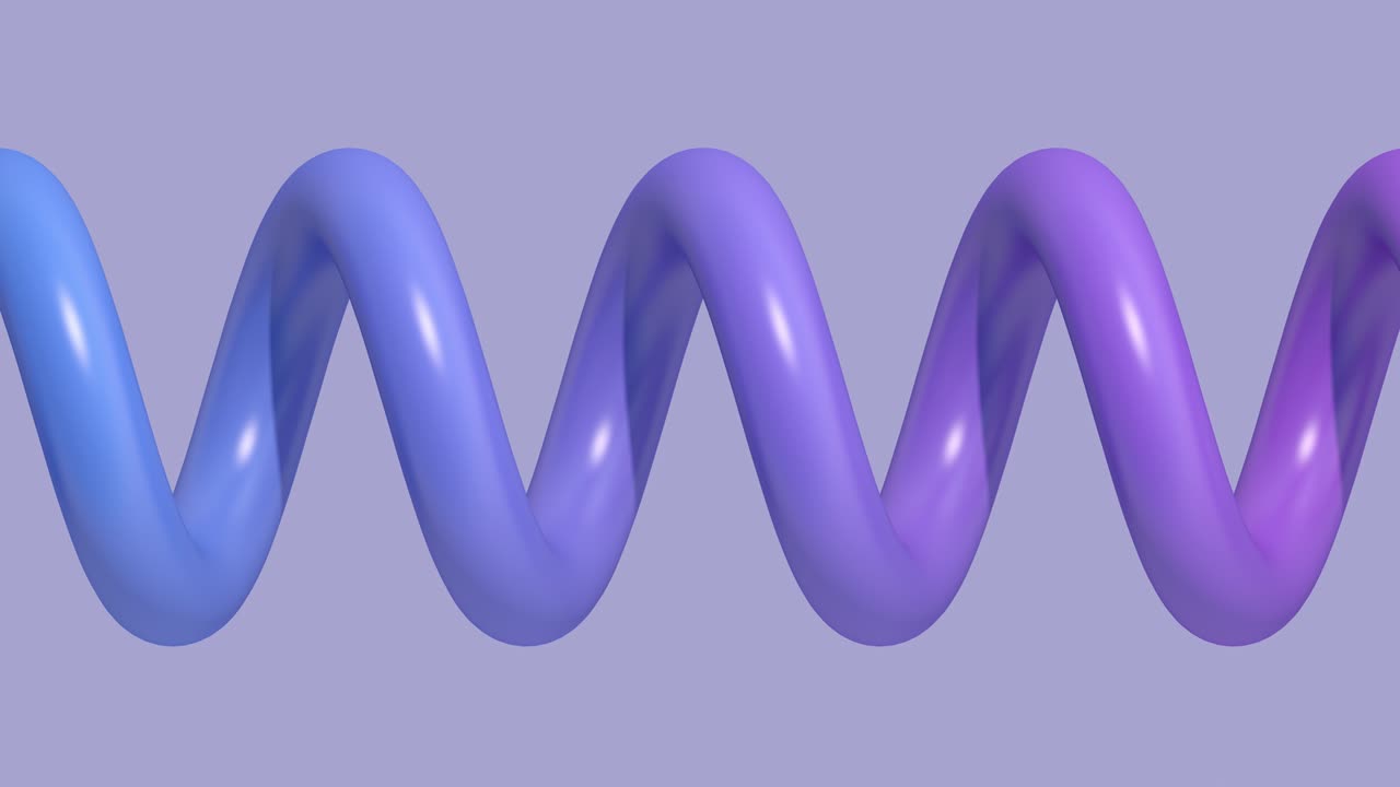 파란색과 보라색의 나선형, 추상적인 애니메이션, 3d 렌더링