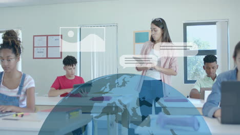 animation of ai data processing over diverse students at school