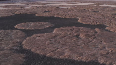 aerial view showing dead dried marshall lake after heat in nature