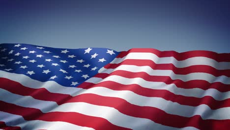 Animation-of-waving-flag-of-united-states-with-blue-background