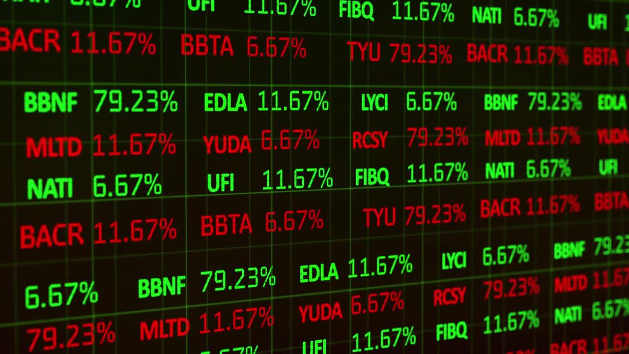 Elaborazione dati del mercato azionario su sfondo nero