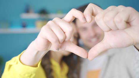 pareja casada o amada haciendo el corazón y mirando a la cámara. relación feliz.