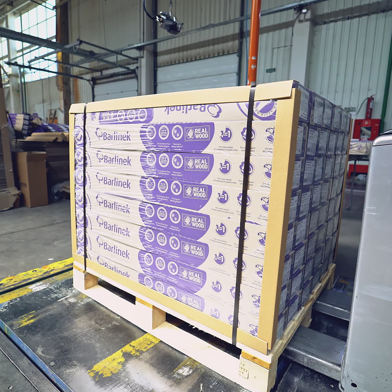 Factory for the production of parquet board. Manufacture of flooring, parquet processing