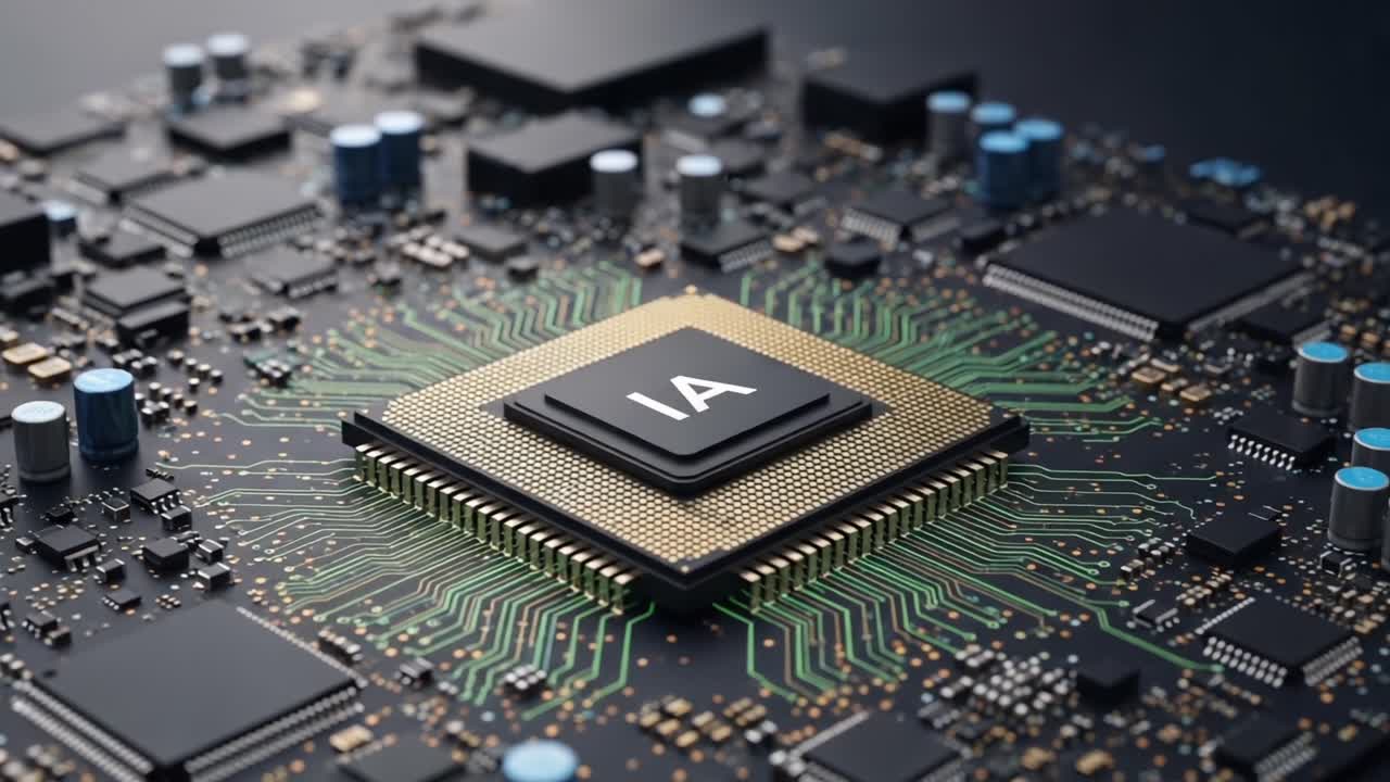 Close-Up of Advanced Microprocessor with Integrated Circuits on a Circuit Board Showcasing Innovations in Technology and Data Processing Capabilities