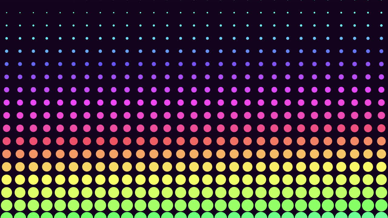disegno a punti vibranti su cerchi colorati neri disposti in griglia