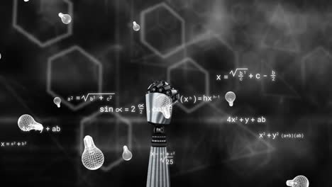 Animación-Del-Procesamiento-De-Datos-Científicos-Sobre-El-Brazo-Del-Robot-Y-Las-Bombillas.