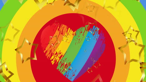 animación de estrellas sobre el fondo del arco iris del corazón lgbtq