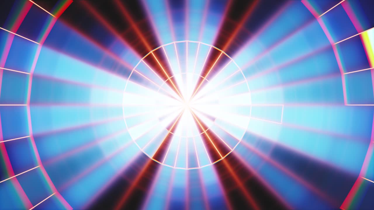 Dynamic Abstract Geometric Grid Tunnel with Pulsating Light
