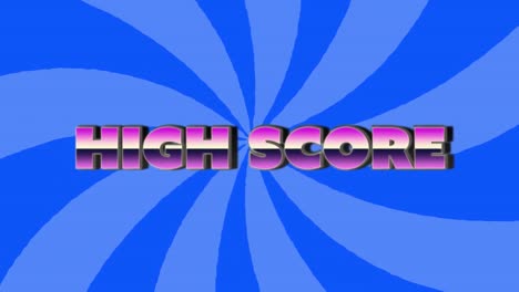 Animation-of-high-score-text-over-blue-stripes-patterned-background