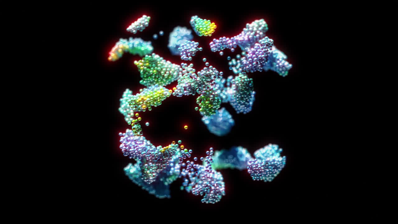 nanopartículas futuristas animación médica 3d en resolución 4k con glitch al final
