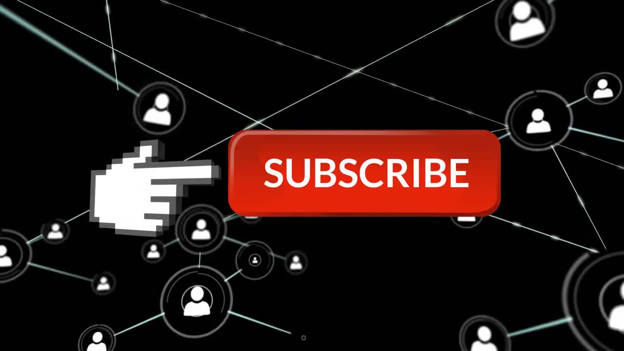 Subscribe button with pointing hand on social media
