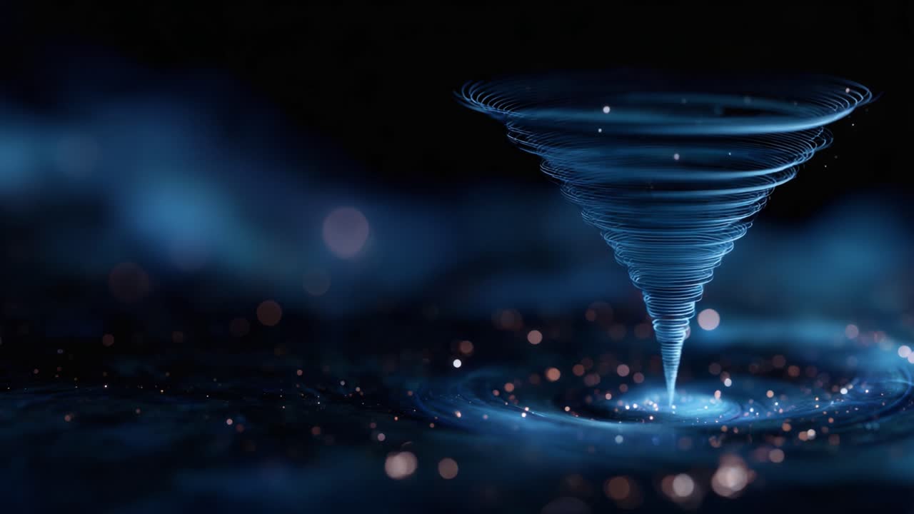 Un vortice ipnotico di luce ed energia si avvita verso l'alto, catturando l'essenza del movimento e della bellezza in questa straordinaria visualizzazione di un fenomeno cosmico
