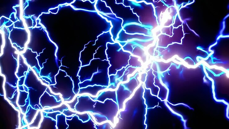 Scarica di energia elettrica astratta blu e bianca