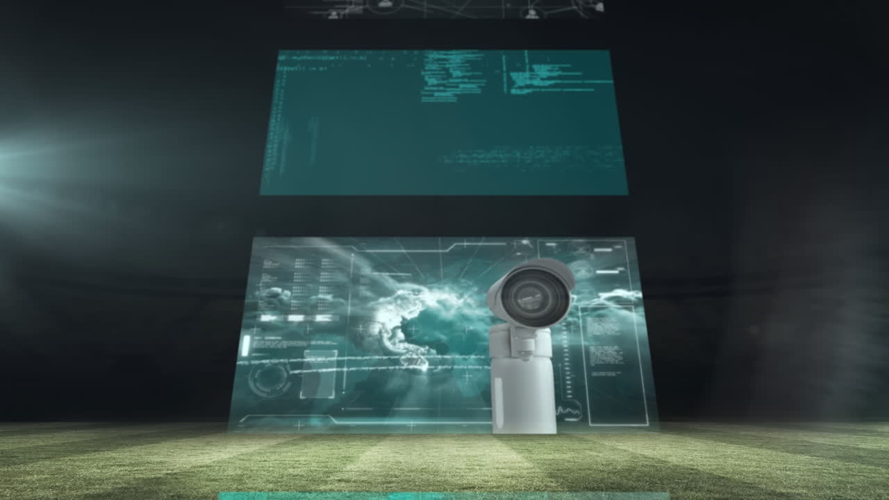 animación de diversos datos digitales que se mueven rápidamente en las pantallas