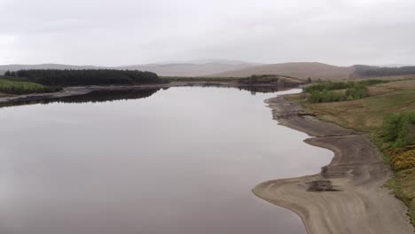 Aerial-view-of-Loch-Lussa-on-an-overcast-day-in-Argyll-and-Bute,-Scotland