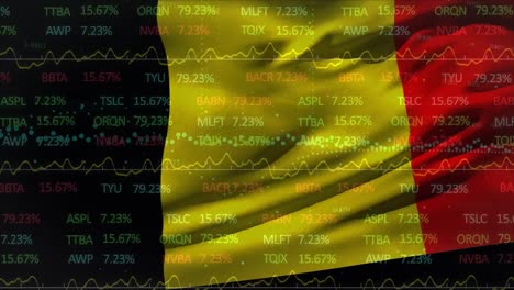 Animation-Der-Datenverarbeitung-An-Der-Börse-Vor-Wehender-Belgischer-Flagge