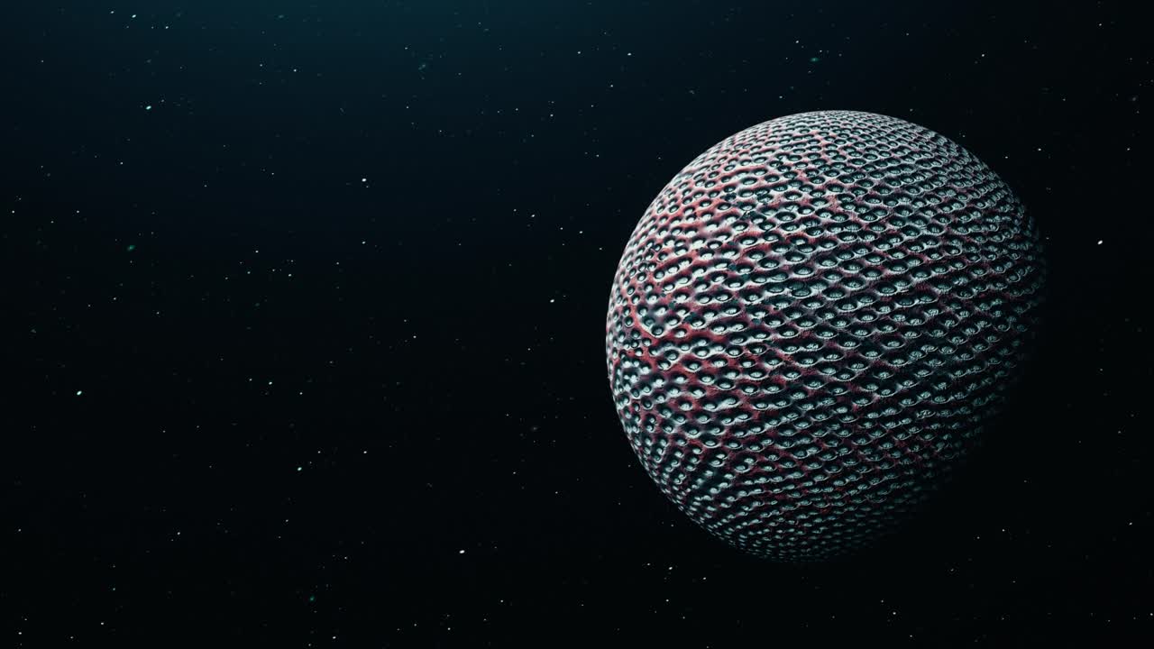 Abstract space exploration with Grunge copper  Alien planet with a solid surface in outer space on a starry sky in the universe . 4K 3D rendering galaxy flight fly by the alien sand planet, science fiction background concept.