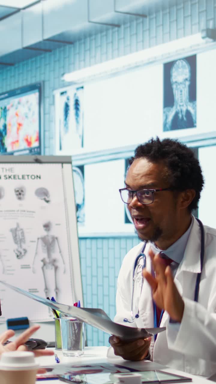 Female patient listening to a diagnostic report from doctor based on MRI results