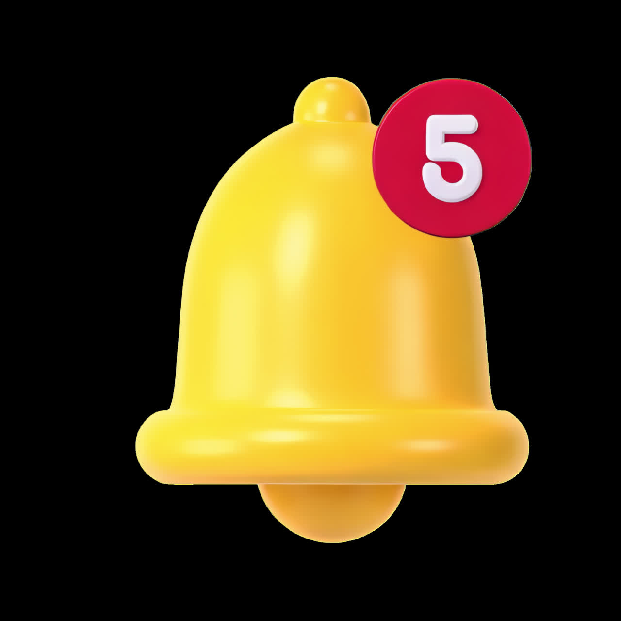 Notifications bell 3d element animation isolated asset, transparent 4K ...