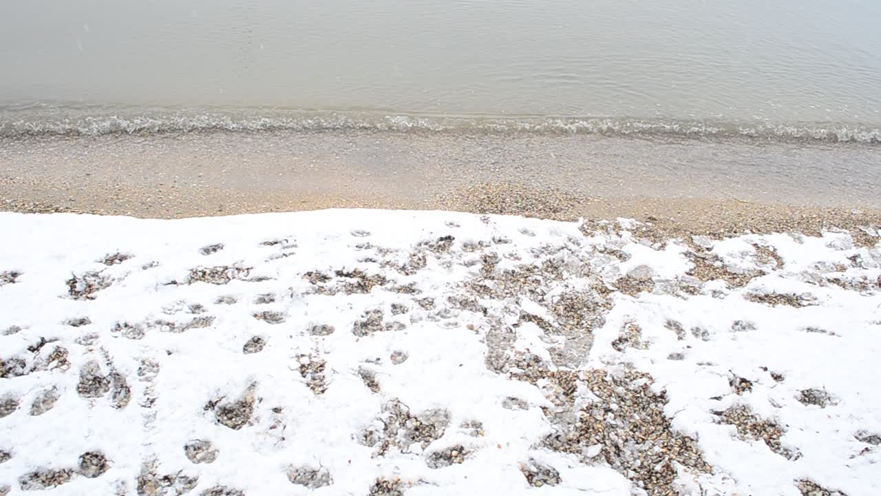 冬の海。海と雪